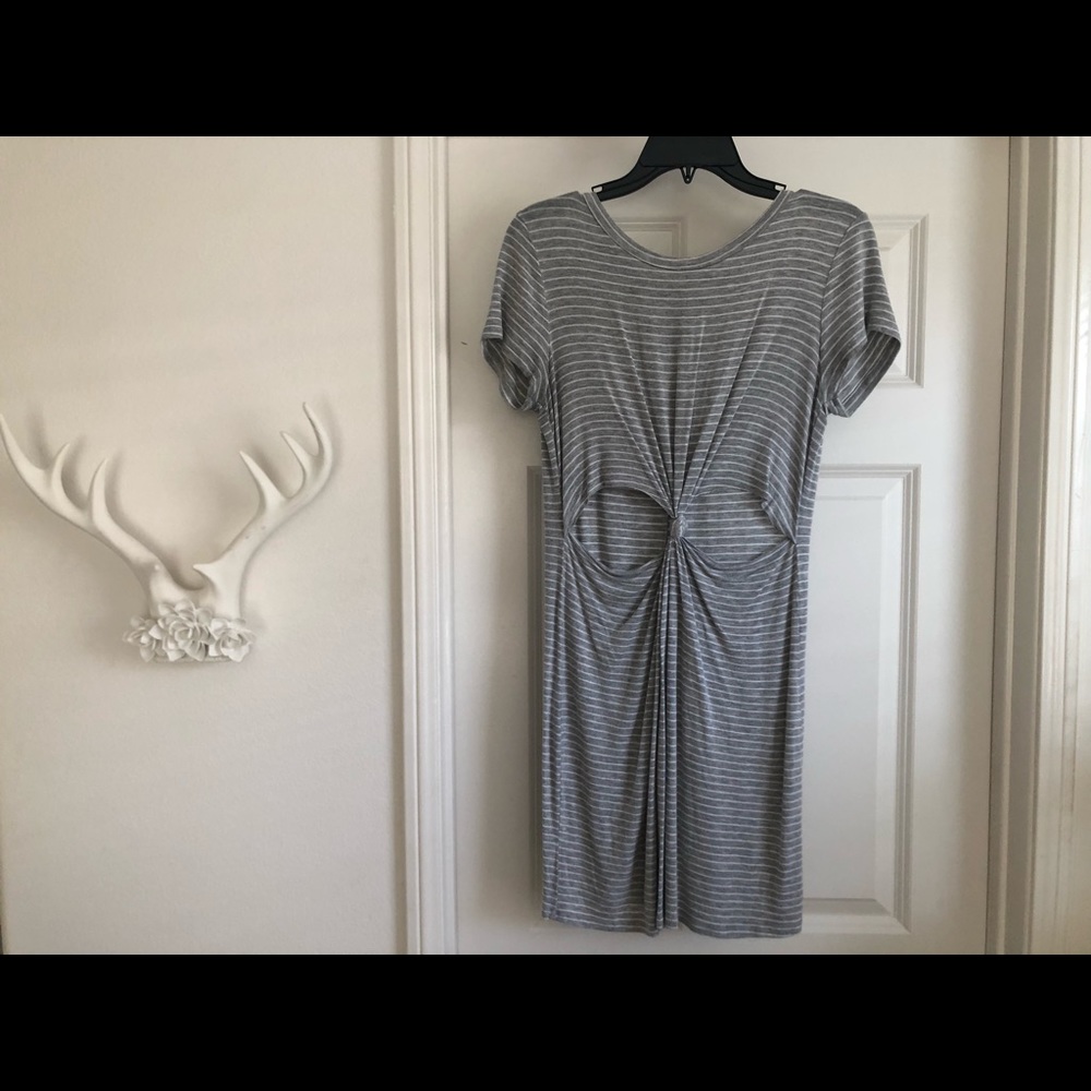 Striped T-shirt dress with abdomen cut outs